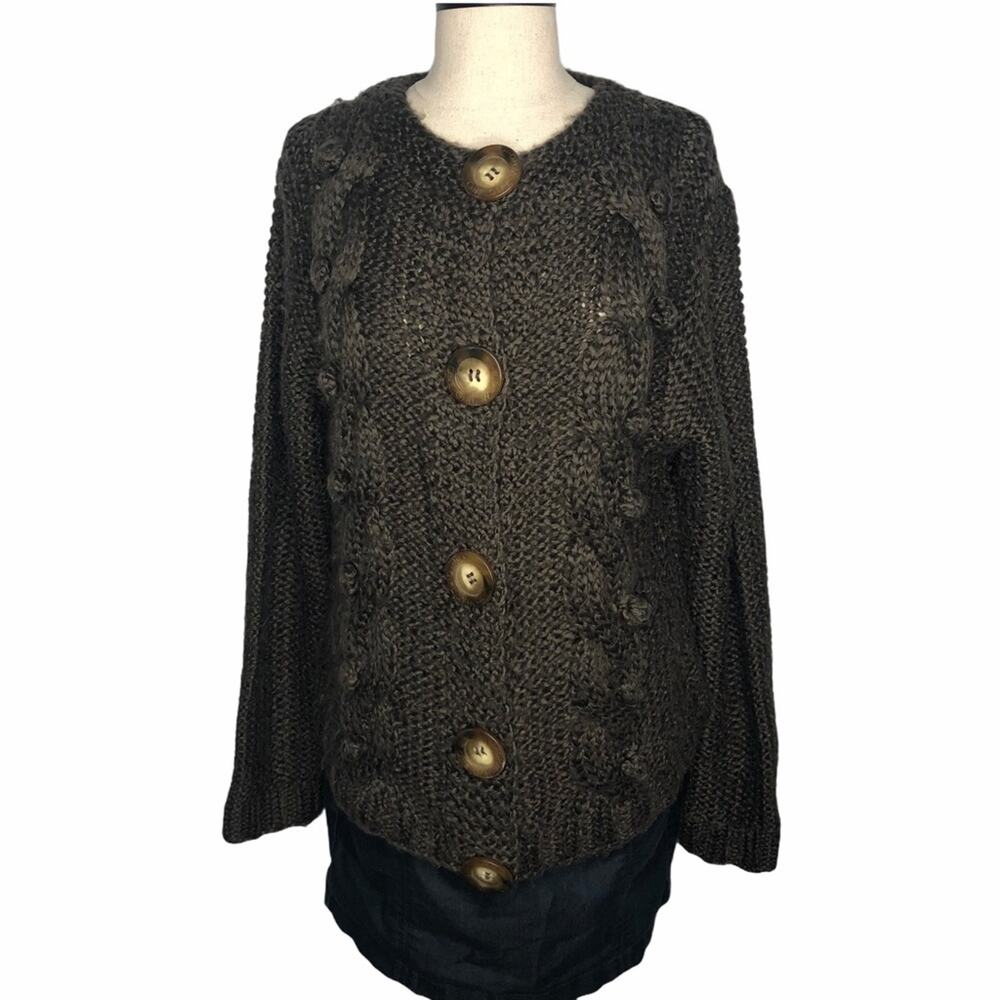 One Girl Who Chunky Knit Wool Blend Brown Sweater